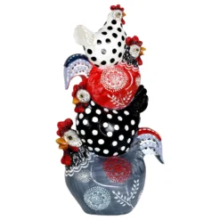 Exhart Resin Multi-color 12.5 In. Stacked Farmhouse Chickens Garden Statue