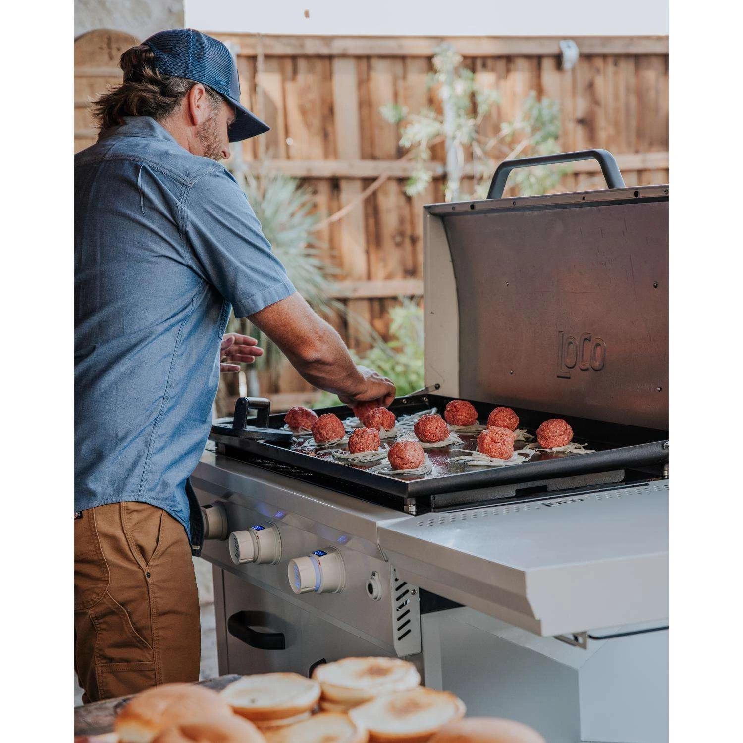 LoCo 3 Burner Liquid Propane Outdoor Griddle With Hood Gray 6 LoCo 3 Burner Liquid Propane Outdoor Griddle With Hood Gray - Image 6