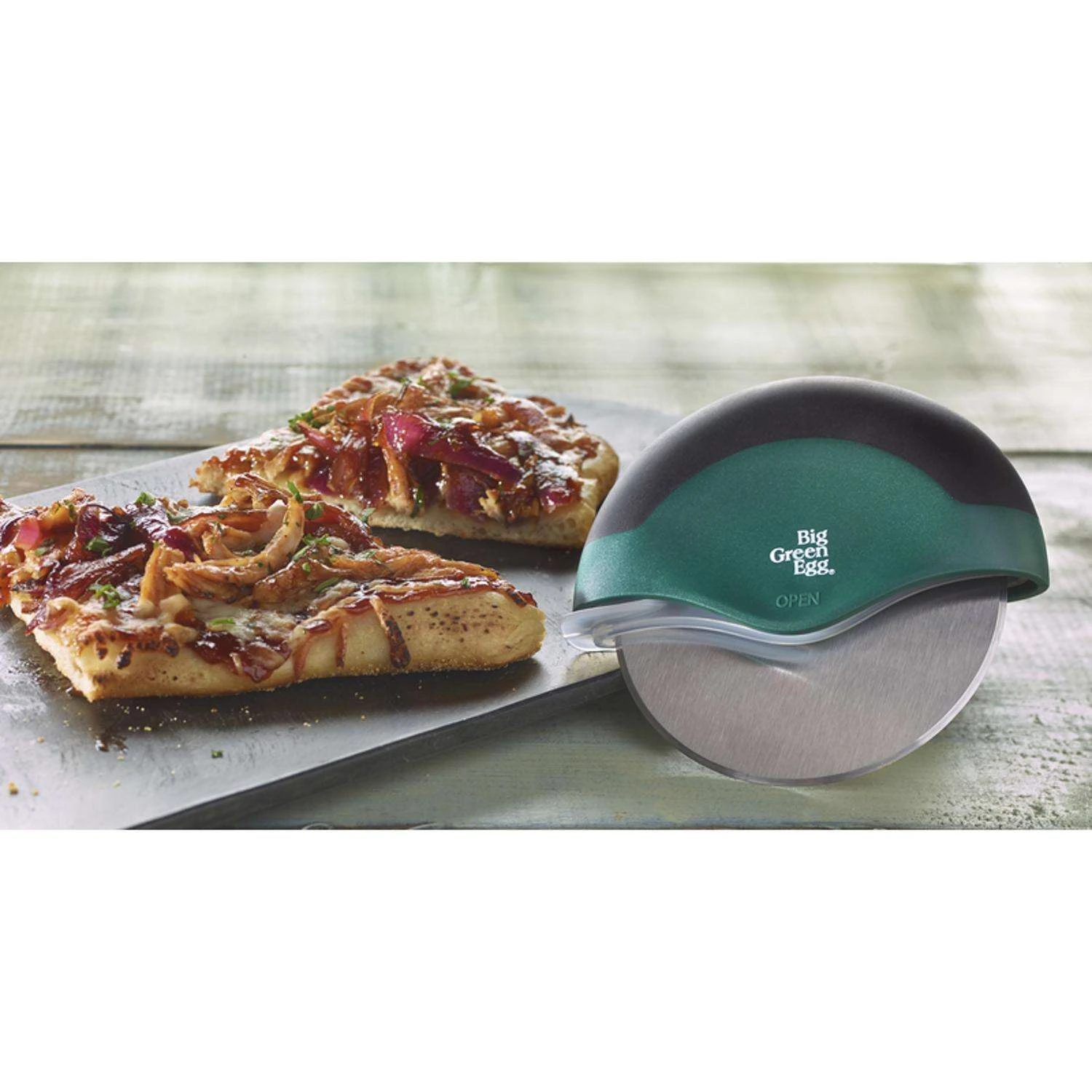 Big Green Egg Stainless Steel Green Pizza Cutter 1 Pk 4 Big Green Egg Stainless Steel Green Pizza Cutter 1 Pk - Image 4